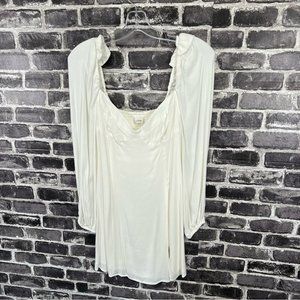 Aritzia Wilfred Novella Dress Mini Puff Sleeve - LIGHT BIRCH BOULEAU PALE